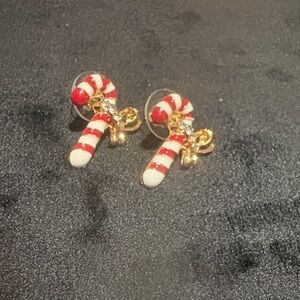Candy Cane Earrings with Gold Accents